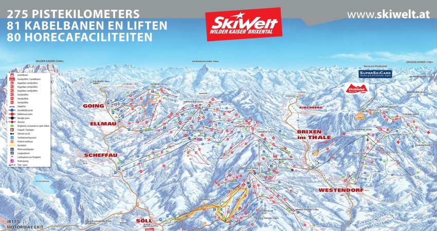 Pistekaart Skiwelt Wilder Kaiser - Brixental